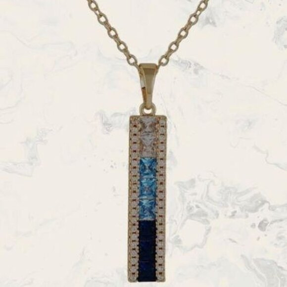 Vance Camuto Jewelry - Vince Camuto new blue & clear adjustable tricolor CZ stone pendant necklace